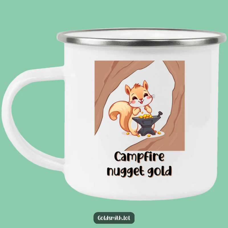 Funny Squirrel Gold Rush Campfire Mug - Investor's Outdoor Brew