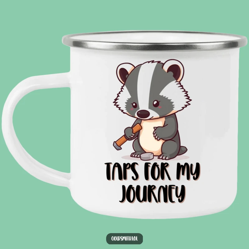Funny Badger Campfire Mug - Tiny Hammer Tales by the Fire