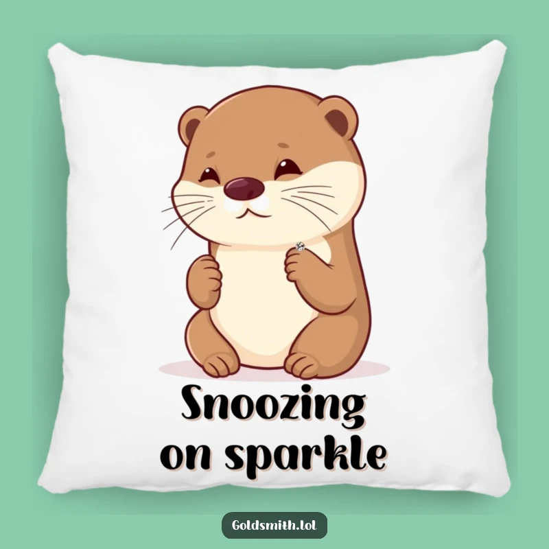 Funny Otter Sparkle Pillow - Cozy Comfort and Glamorous Charm