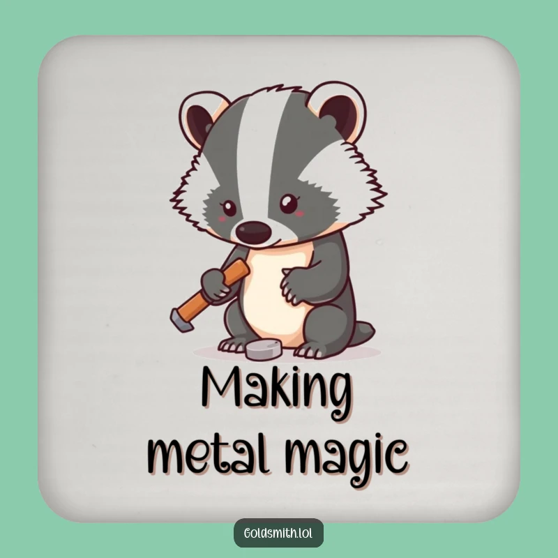 Funny Badger Coaster - Tiny Hammer Protection for Your Surfaces