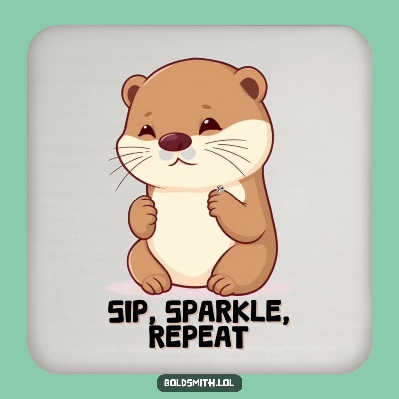 Funny Otter Brooch Coaster - Protecting Surfaces with Sparkle