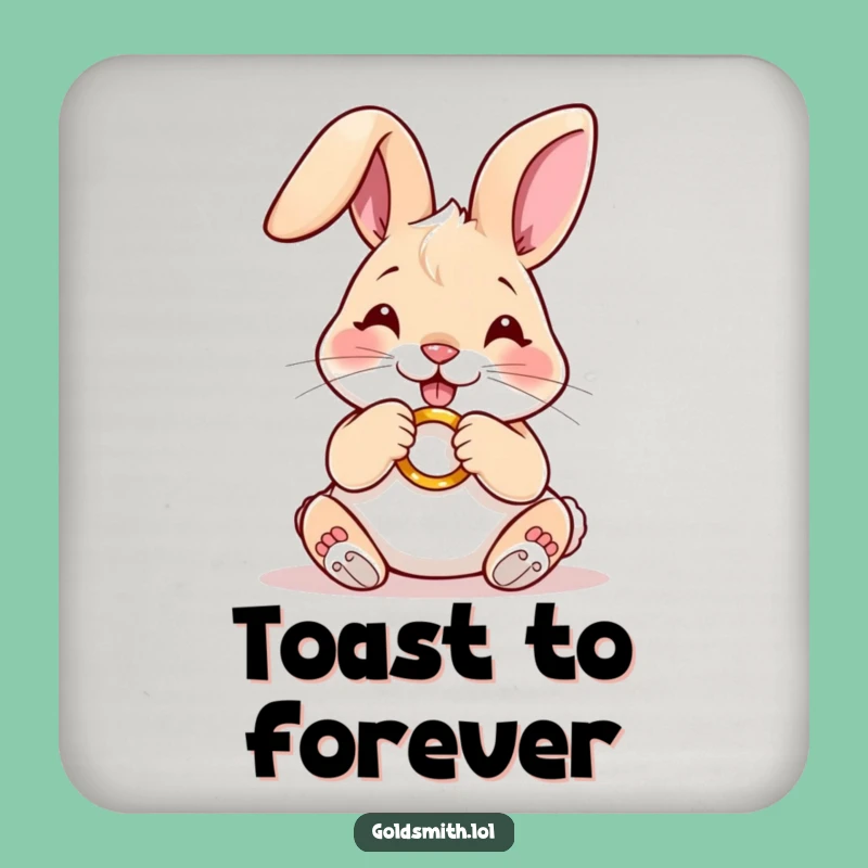 Funny Rabbit Golden Ring Coaster - Protecting Surfaces with Shine
