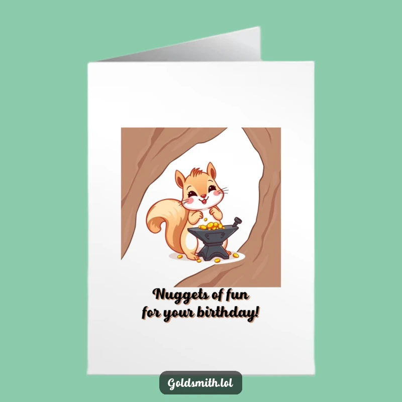Free Printable Squirrel Gold Birthday Card - Funny Downloadable DIY Greeting