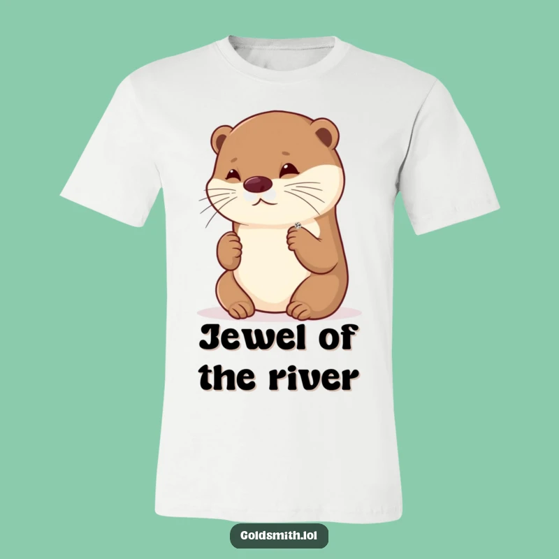 Funny Otter Fashionista T-Shirt - Sparkly Brooch Humor Tee